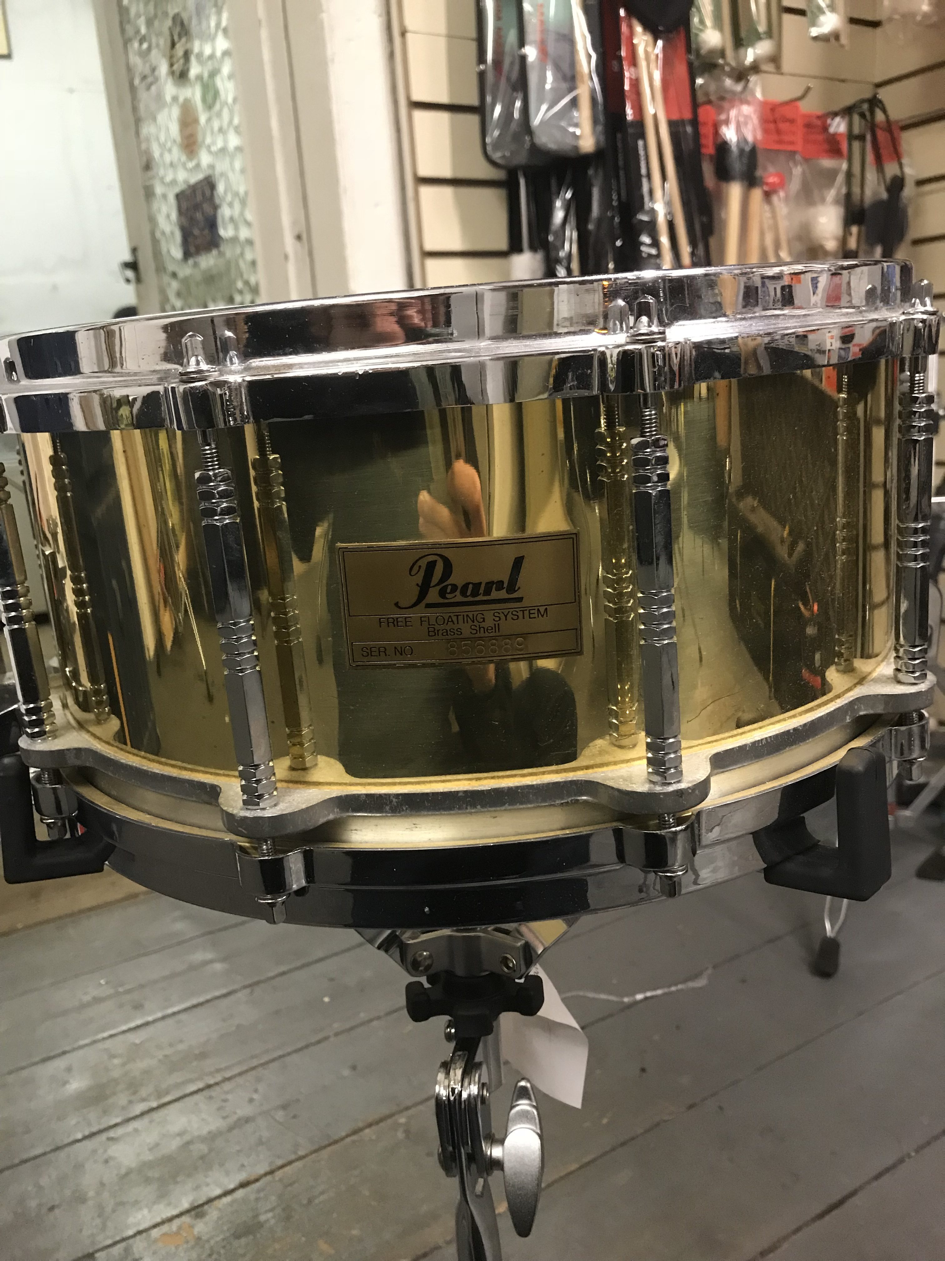 14 x 6.5 Pearl Brass Free Floating Snare - Pre-owned