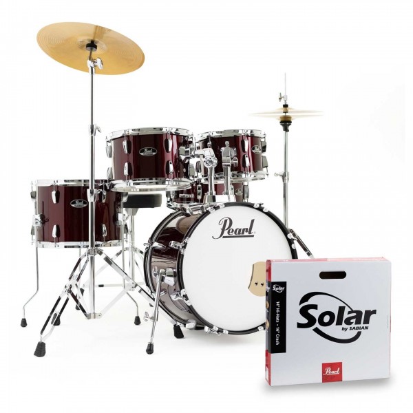 Pearl Roadshow 5pc Compact Drum Kit w Sabian Cymbals Red Wine